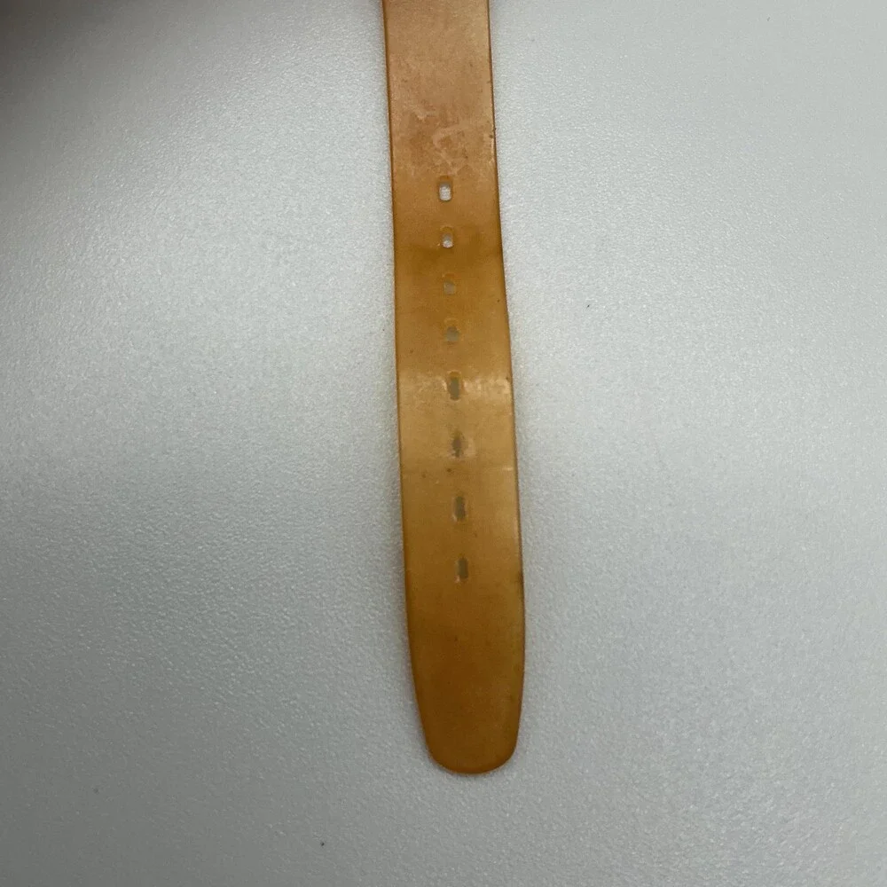 Vtg Swatch Raspberry Womens Watch 25mm White Blue Dial Brown Strap New Battery